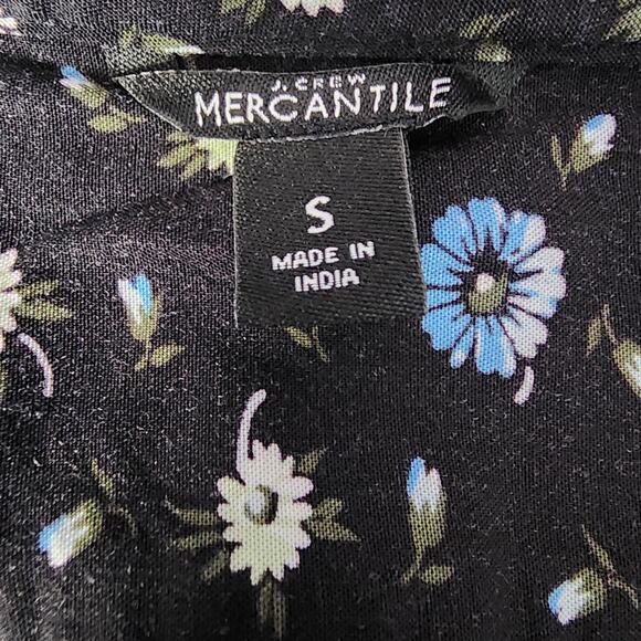 J.Crew Mercantile Easy Wrap Black Daisy Midi Dress | Women's Small - Picture 11 of 13